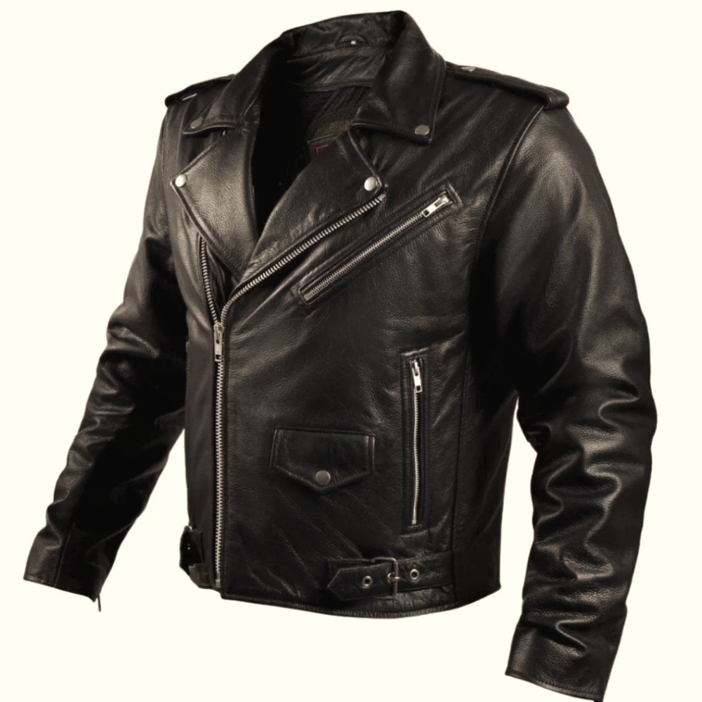 Alpha Cycle Gear - LEATHER ARMORED MOTORCYCLE JACKET+REMOVABLE LINER- size Large
